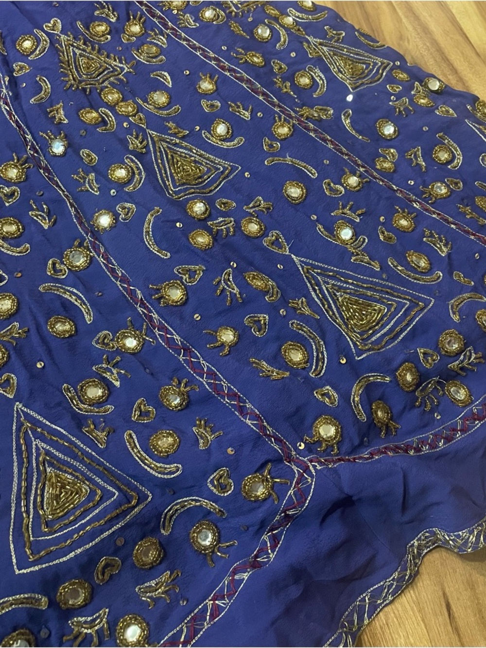 Soft Surroundings "Preciosa" Purple Hand Beaded Sequin Mirror Maxi Skirt Boho L - Picture 7 of 13